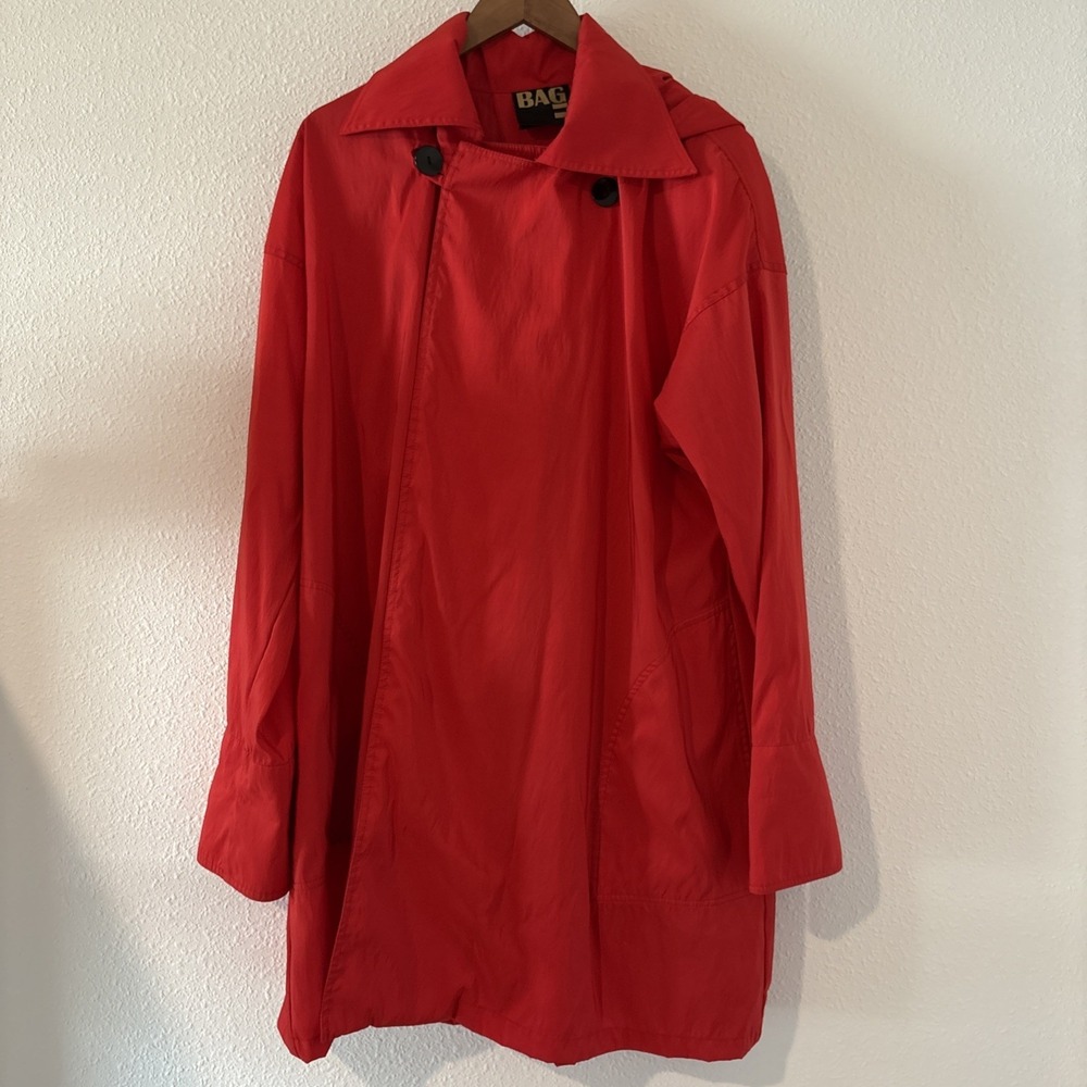 Vintage Bag It Swing Women's Red Raincoat Made‎ In USA Minimalist Hood One Size